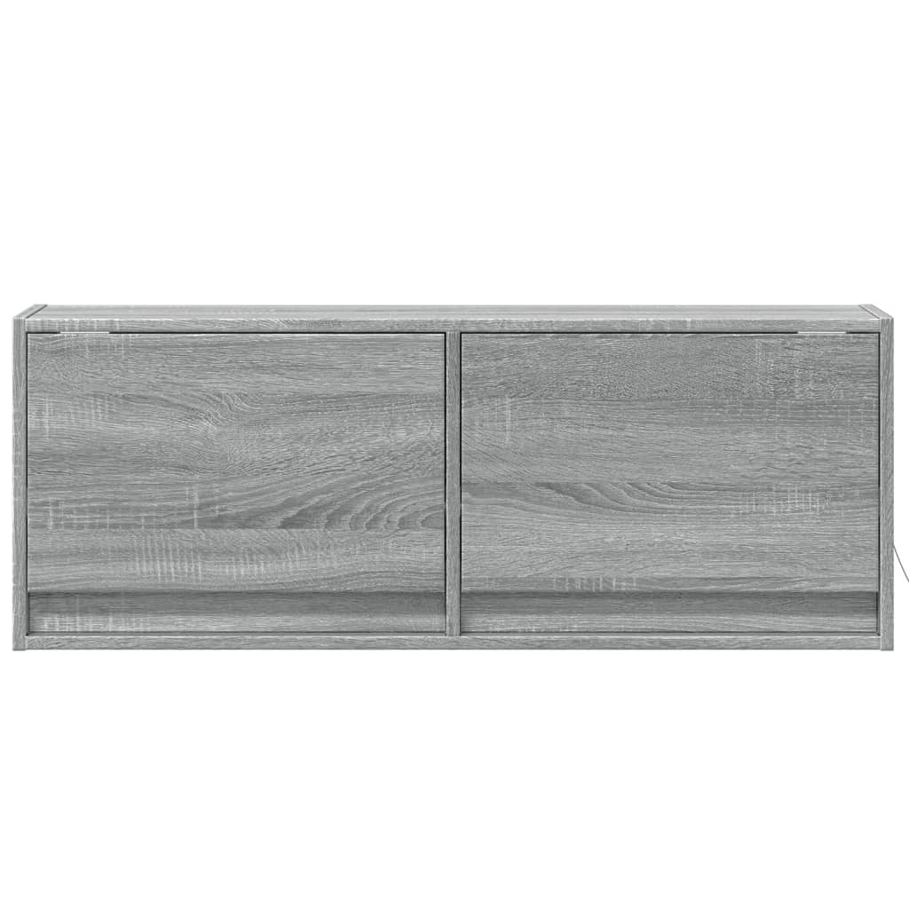 Wall Mounted TV Cabinet with LED Lighting Grey Sonoma 100 x 31 x 35 cm