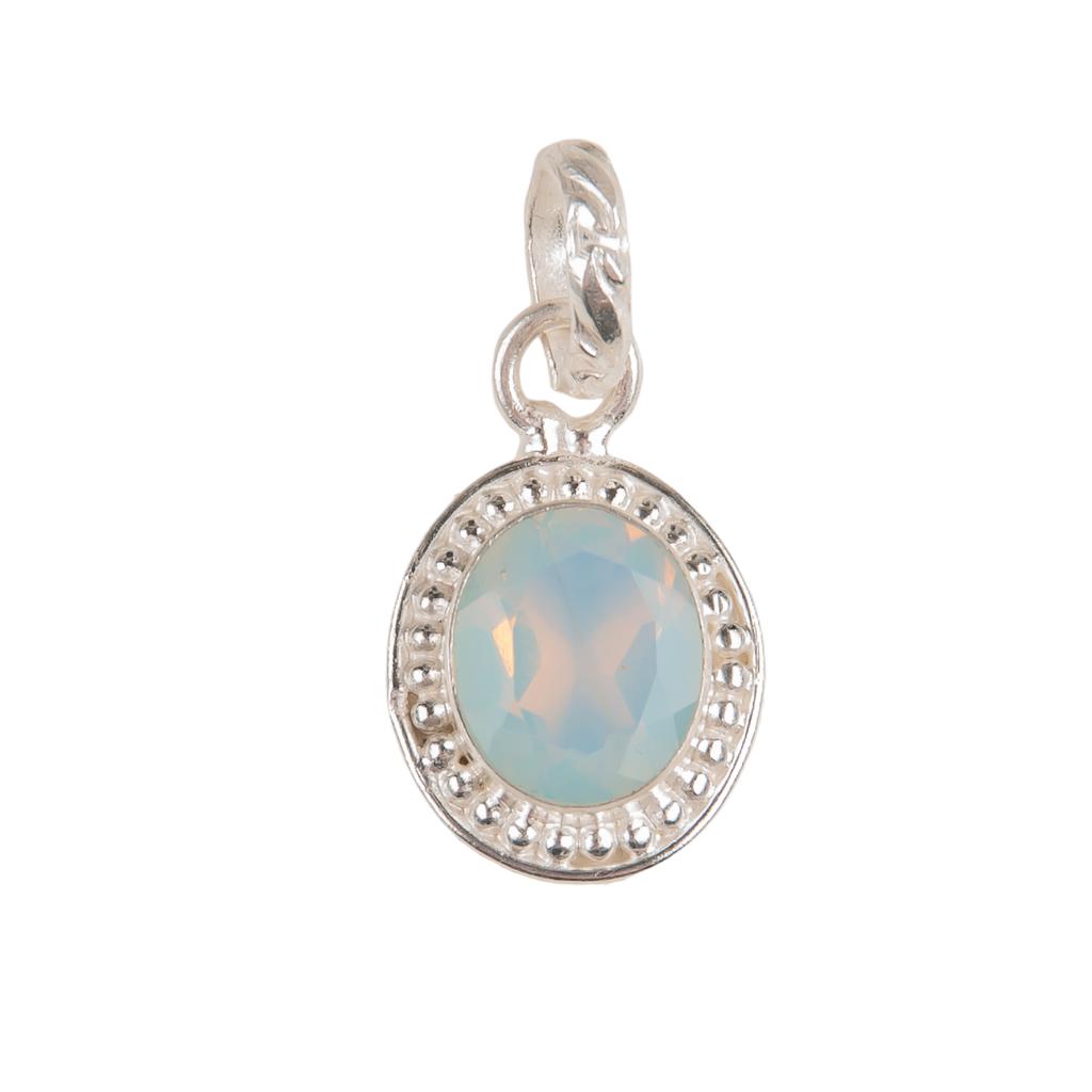 Oval Milky Opal Gemstone 925 Sterling Silver Boho Jewelry Handmade Pendant 1.20" PP-7-15
