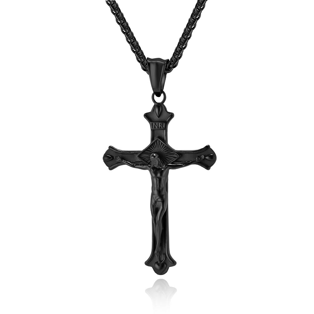 American Artistic Retro Stainless Steel Cross Shelf Necklace Men's Fashion Pendants & Charms for Sweater Chain Pendant Ornament