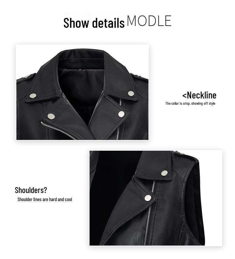 European & American Women's Short Leather Lapel Jacket: Autumn Fashion Vest Coat with Custom Patterns