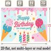 Ice Cream Birthday Banner, Colorful Scoop Backdrop Wall Decor for Party
