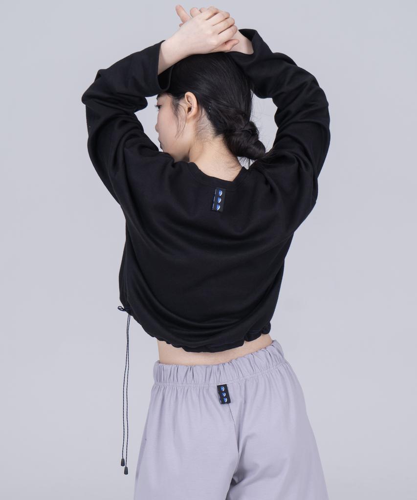 Odd Dot String Crop Long Sleeve W_Black