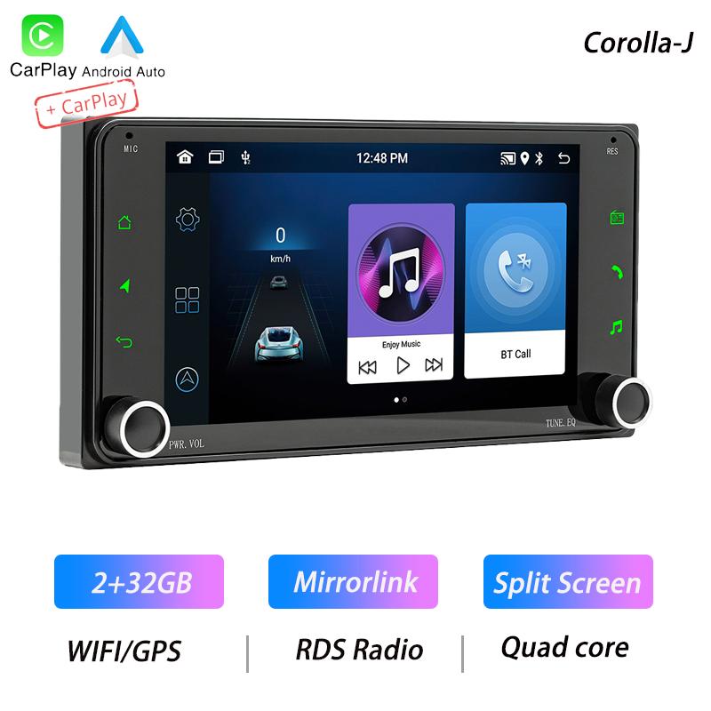 

BQCC 7 2Din Quad/Octa core 2.5D экран автомобильная стереосистема с WIFI GPS беспроводной Android auto carplay BT FM RDS навигация для Corolla