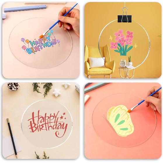 Giantree 2 Pcs 1/4" Clear Cake Boards Round, 6 Inch Diameter Acrylic Cake Disc Round Cake Table Top for Cake Baking DIY Dessert and Crafting (15cm)