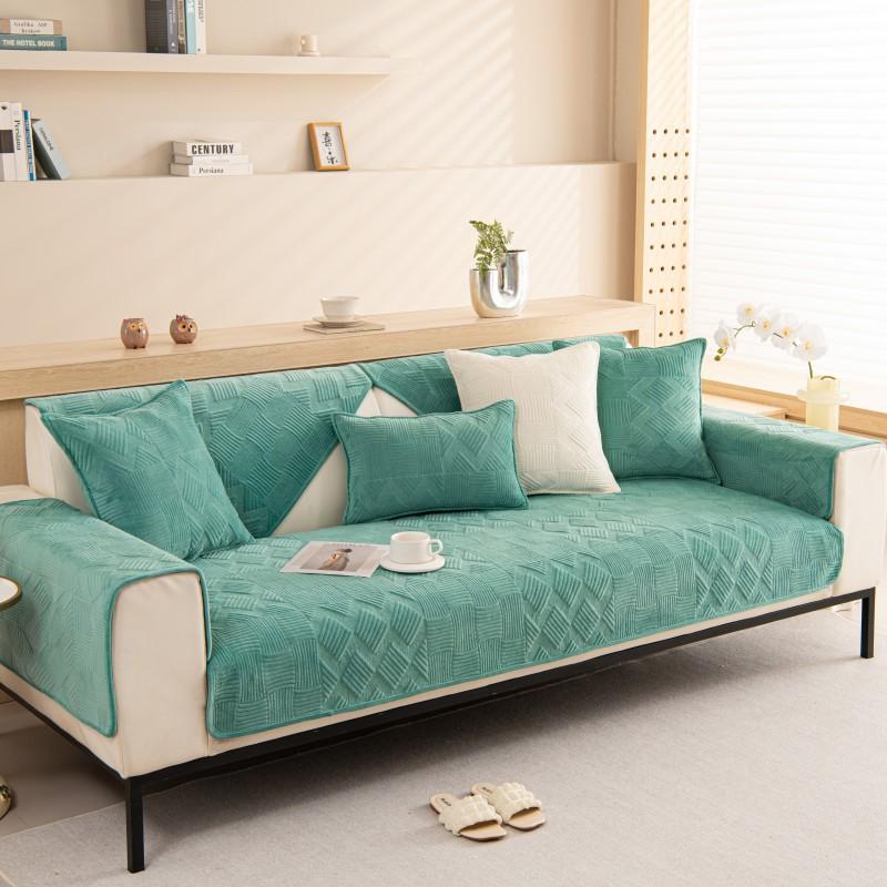 

Sofa Cushion Solid Color Plush Sofa Cover All-Inclusive Quilted Thickened Seat Cushion Cover New Light Luxury Cover 70*70cm