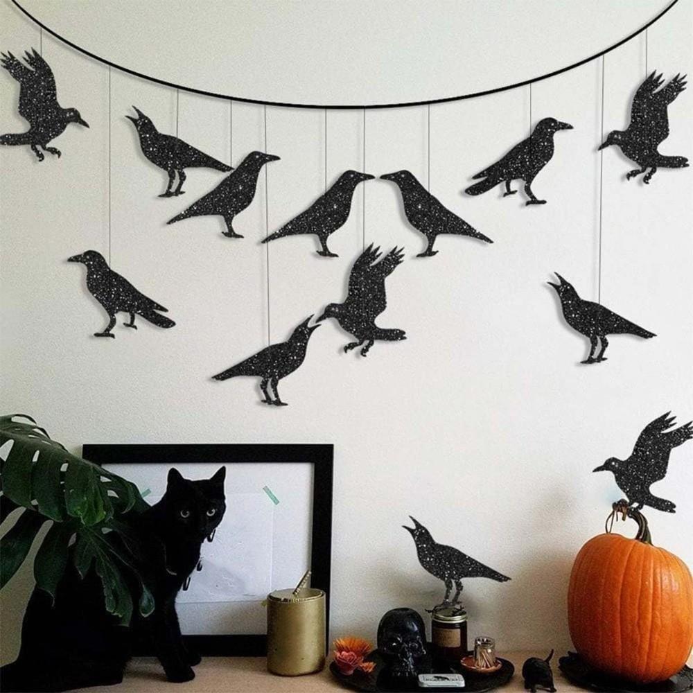12pcs Lightweight Halloween Garland Thick Paper Paper Birdcage Pendant Window Display
