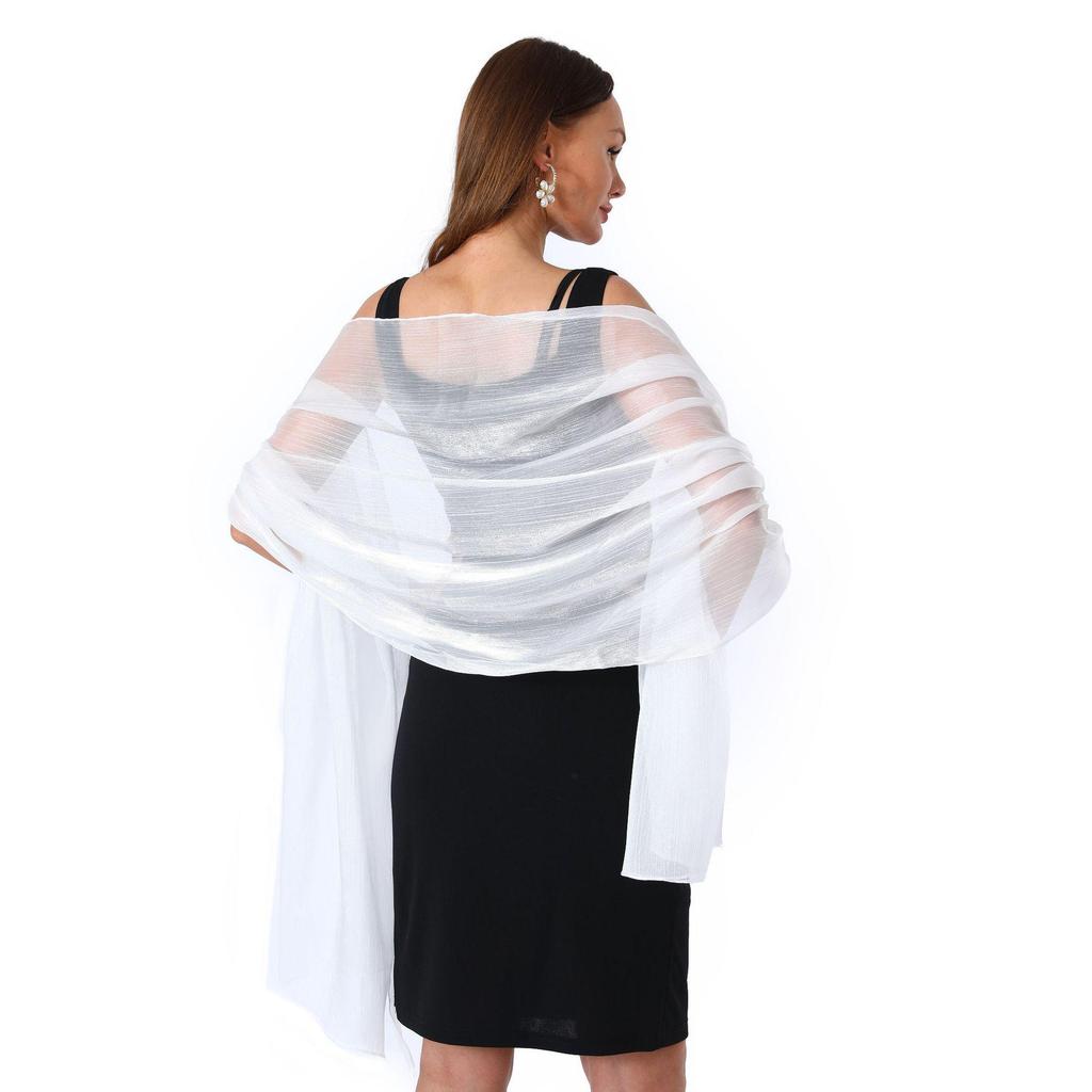 Banquet Evening Gown with Pearlescent Gauze Shawl for Brides, Bridesmaids, and Mothers
