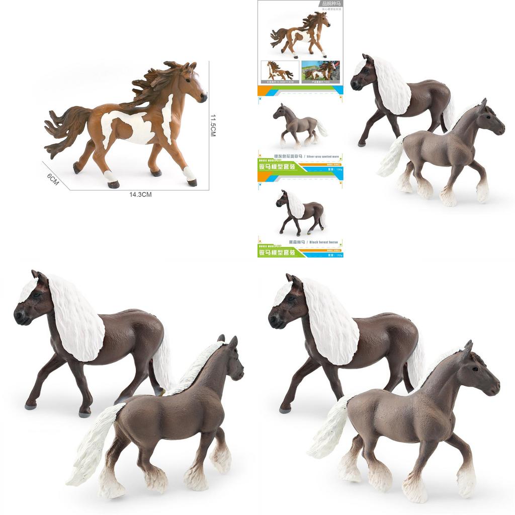 Beautiful Silver Gray Spotted Mare Model Lifelike Animal Figurine For Decoration