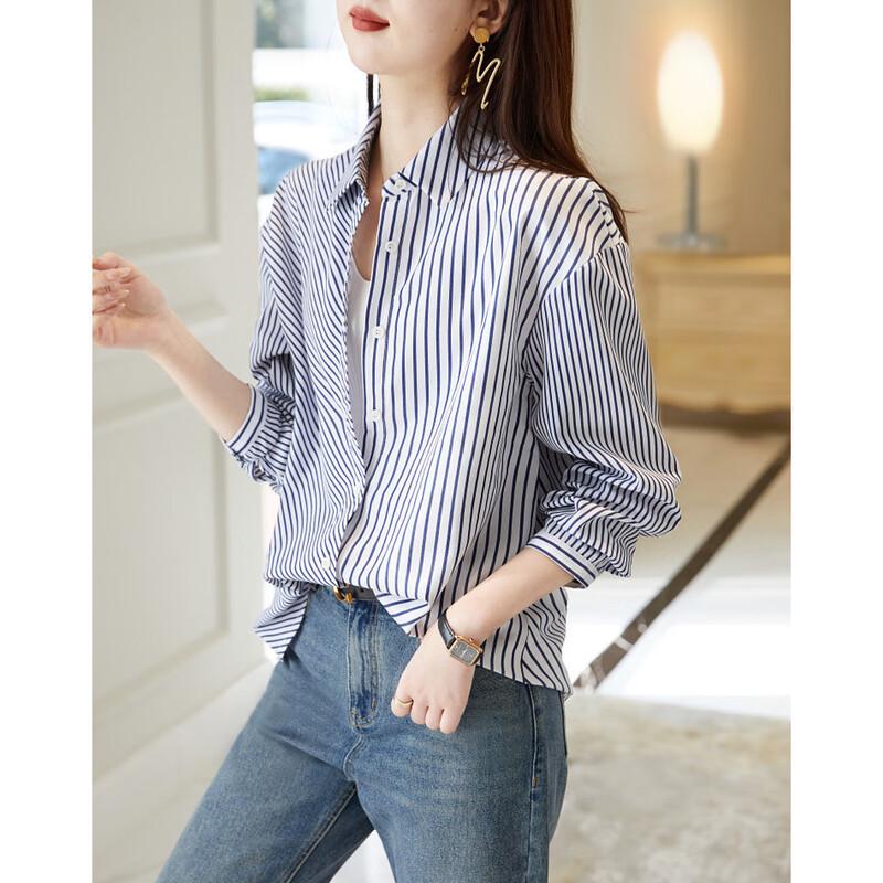 Demana Striped Spliced Drop Shoulder Shirt L