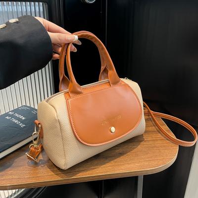Französische Kissen-Tasche Damen 2025 neue Frühjahrskollektion Kontrastfarbe Boston Kissen-Tasche Mode Tragbar Schulter Umhängetasche