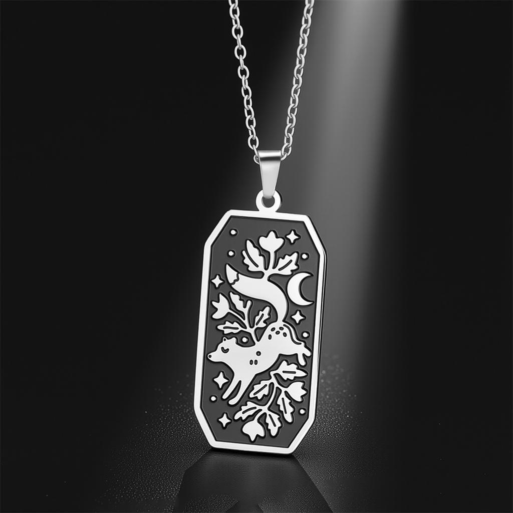 Ästhetisches Blumiges Fuchs Halskette Edelstahl Mode Anhänger Fuchs Muster Halskette für Frauen Geburtstagsfeier Schmuck Geschenk
