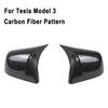 Exterior Rearview Side Mirror Housing Shell Cap Carbon Fiber Pattern Gloss Black Side Door Mirror Cover For Tesla Model Y 3