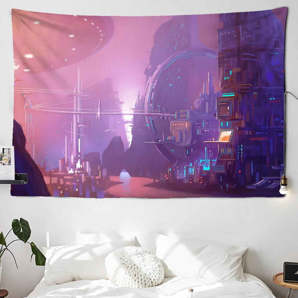 Cyberpunk Future Steam City Tapisserie Kunst Psychedelic Galaxy Tapisserie Hippie Retro Home Wohnzimmer Wanddekoration