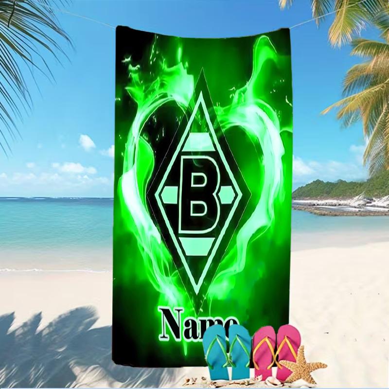 Personalisierbare Strandtücher mit Designs im Thema Borussia Mönchengladbach. Geeignet für den Strand, Yoga, Sport;ideal als Strandzubehör