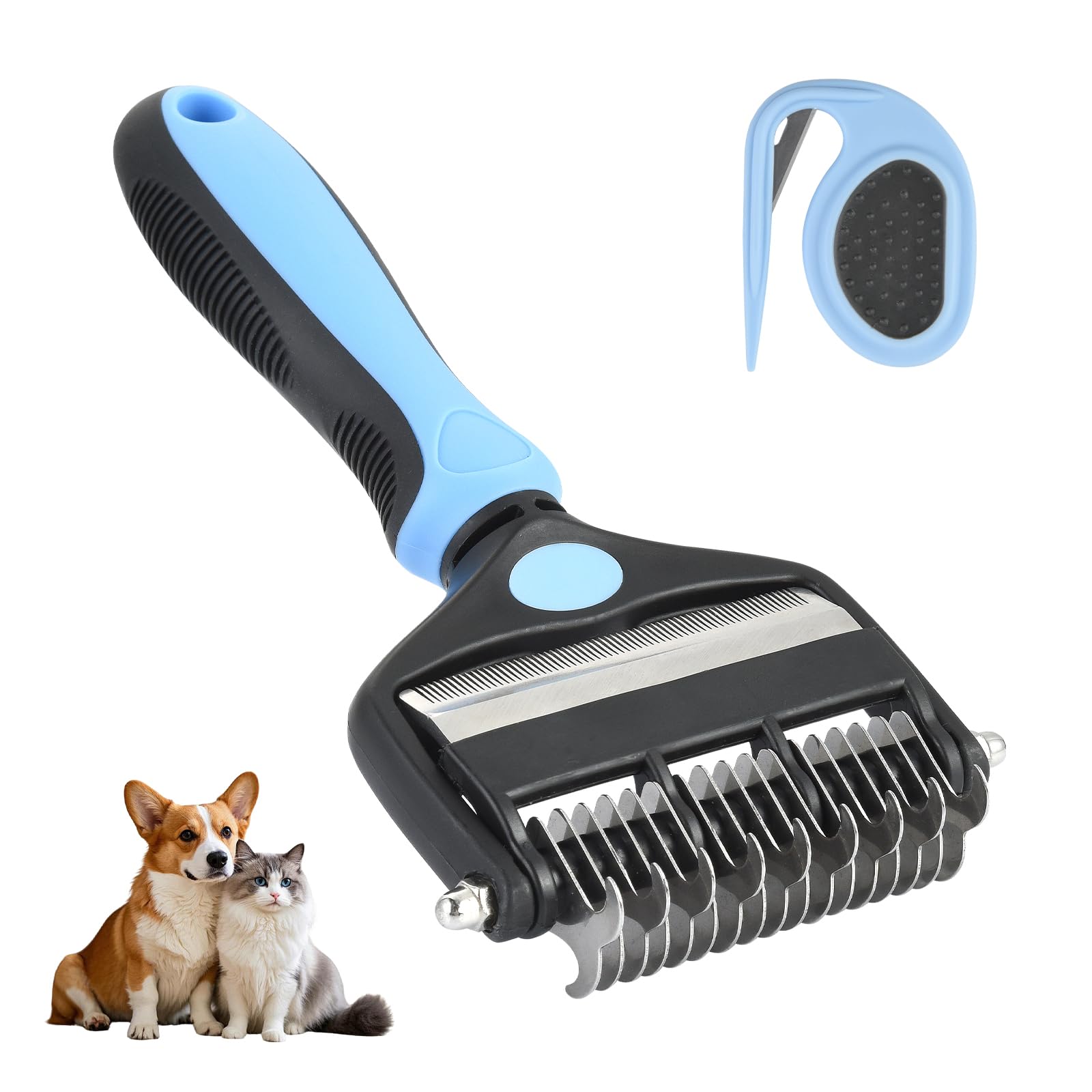 

Pawnax Pet Brush for Cats and Stainless Steel Hair Removal Removes Thick Flea Suitable for Short and Long Haired Dogs and Fully Gentle on Includes синий
