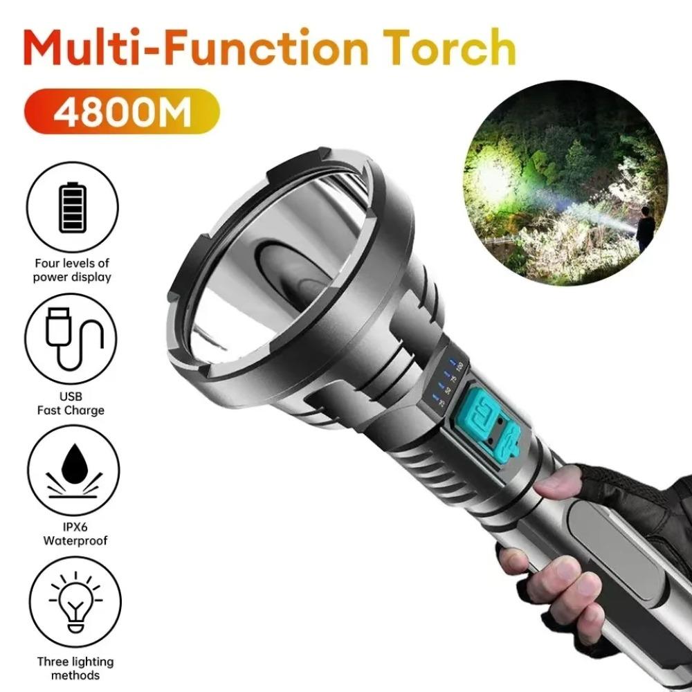 3000M Long Short High Power USB Rechargeable LED Flashlight LED Battery Display Work Light Ultra Powerful Flashlight Lamp Portable Torch Flash