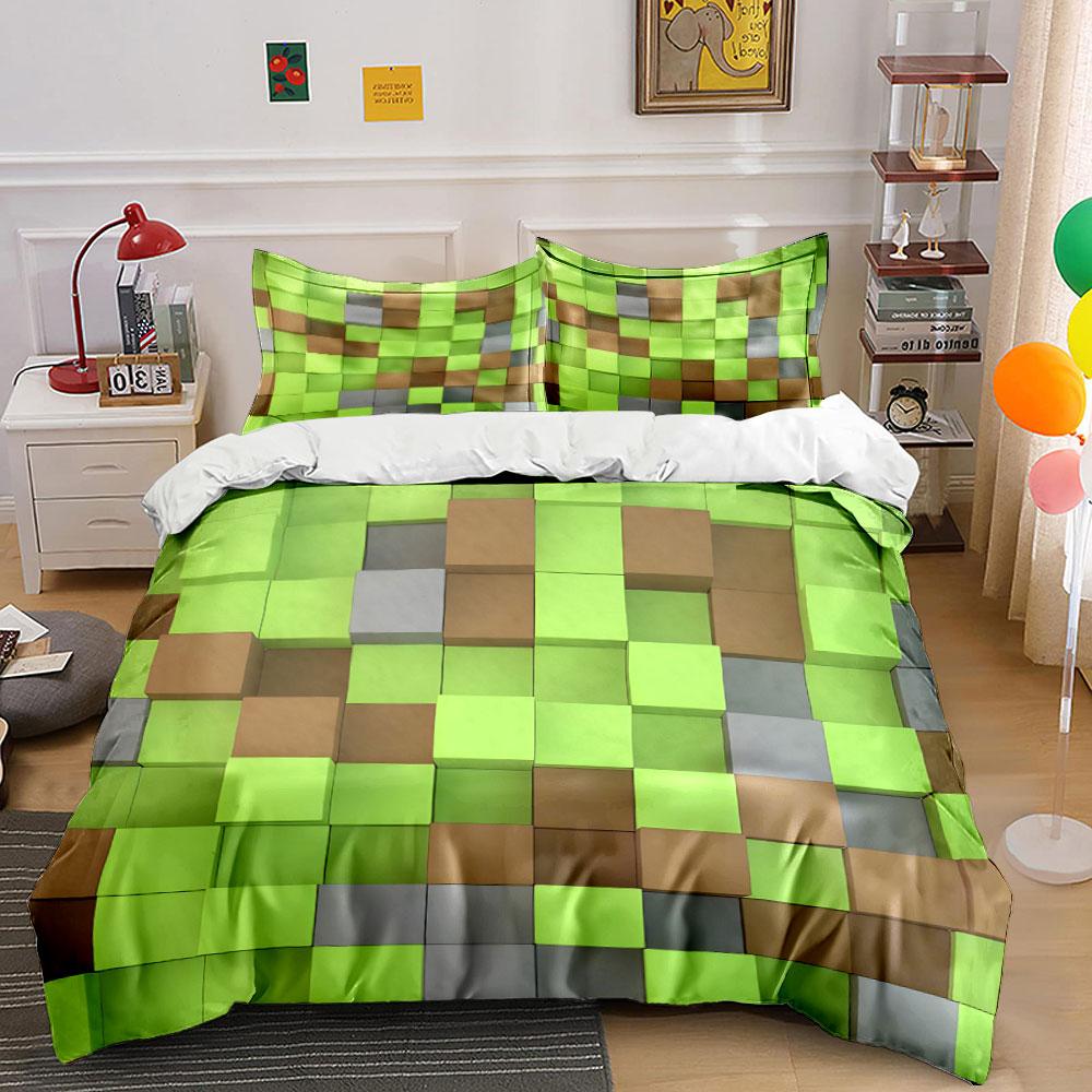 Colorful Cubes Randomly Stacked Pattern Duvet Cover Set Digital Print Colorful Polyester Bedding with Zipper Closur for gifts 135x200cm