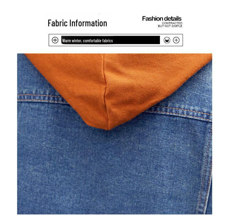 2024 Jaro/Podzim Dámská Volná Džínová Bunda Dva v Jednom s Kapucí - Velká Velikost Studentský Top