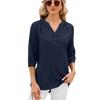 Spring and Summer Solid Colour Shirt V-neck Pullover Loose Top for Women