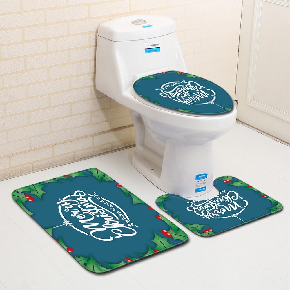 Christmas Bathroom Floor Mat Toilet Three-Piece Set
