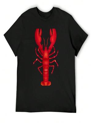 Camiseta de Langosta Oversize con Gráfico Moda Coreana Pesos Pesados Ropa de San Valentín Camisetas de Entrenamiento Para unisex