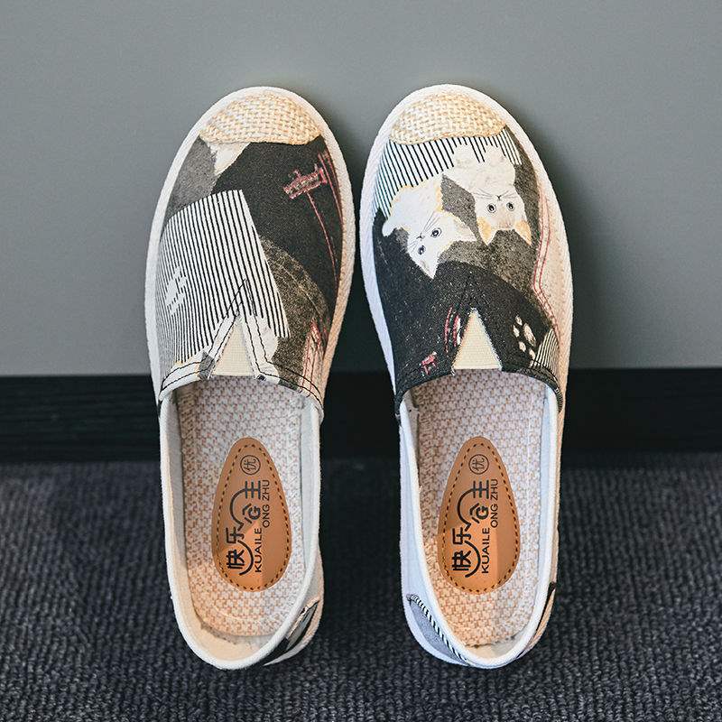 Old Beijing Cloth Shoes Women's One-pedal Lazy Fisherman Shoes Canvas Shoes New Spring and Autumn Summer Breathable Flats