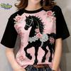 New Year's T-shirt with horse pattern print for women, 3D printed T-shirt