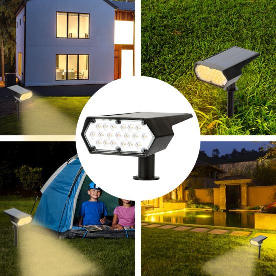 1/2 Stück Solarstrahler Außen 2-in-1 Wasserdicht 19 LED-Lampen Einstellbare Landschaft Weiß