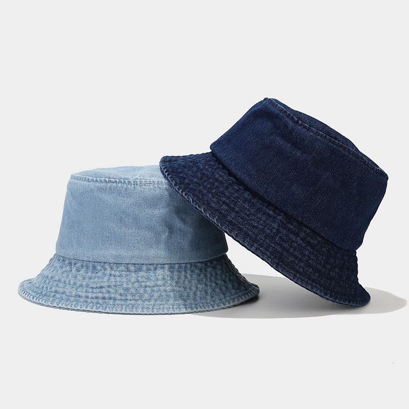 ins big eaves denim bucket hat women's spring and summer face covering sun hat outdoor sunscreen sunshade basin hat