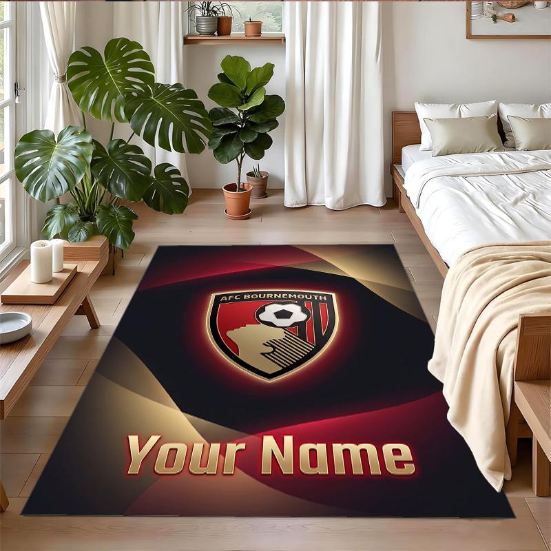 Crystal Velvet Rug Custom Name Text, Soft Non Slip Floor Mat Home DecorBournemouth Football