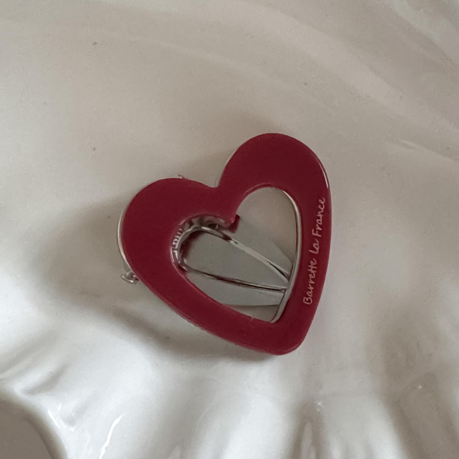 Cute Large Heart Hair Clips Elegant Hollow-Out Barrettes for Bridal and Dating Wear 1 красный/винный