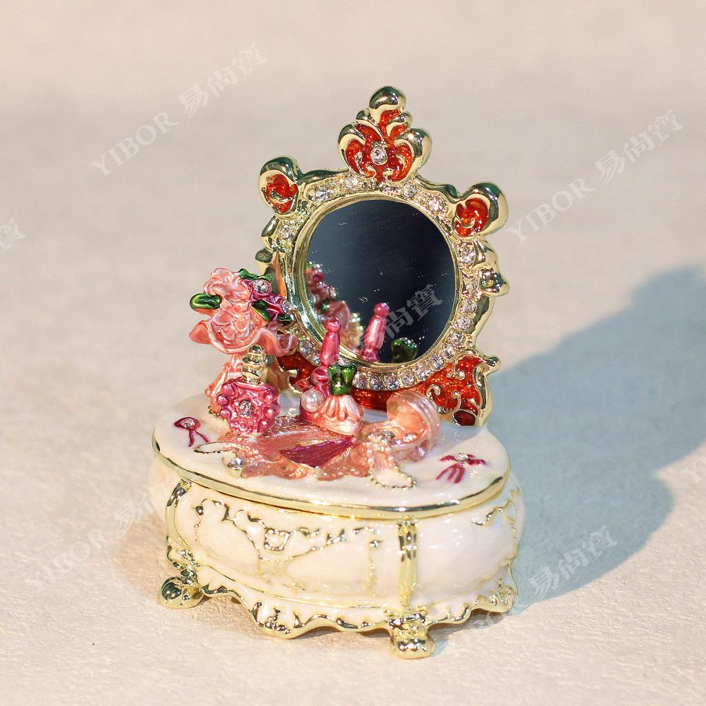 Metal Cloisonne Vanity Table Ornament, Light Luxury Home Decor Figurine, Creative Craft Gift for Dressing Table