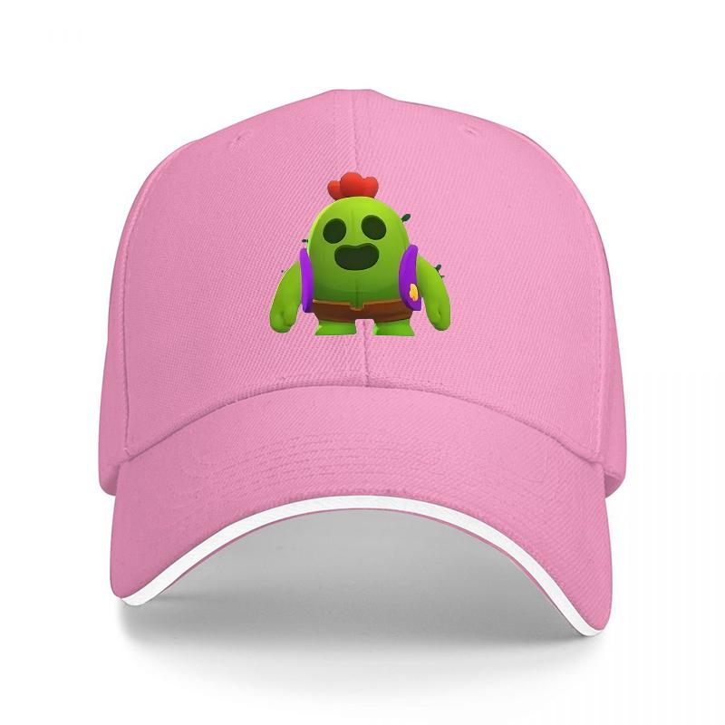 Green Cactus Warrior Character Baseball Cap with Red Hair and Purple Armor Design for Adults Casual Wear