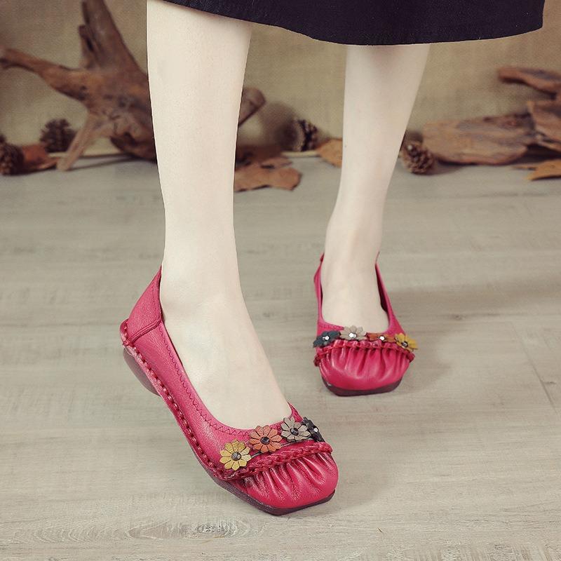 Summer new casual flat-bottomed breathable women's shoes leather hollow single shoes women's hole shoes soft sole