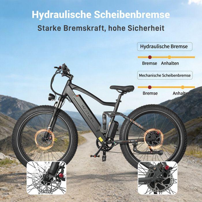 Electric Bike - Maxturn MX1-BLACK - 500 W Motor - 48V 13Ah Battery - Range 80–100 Km - 26" Wheels