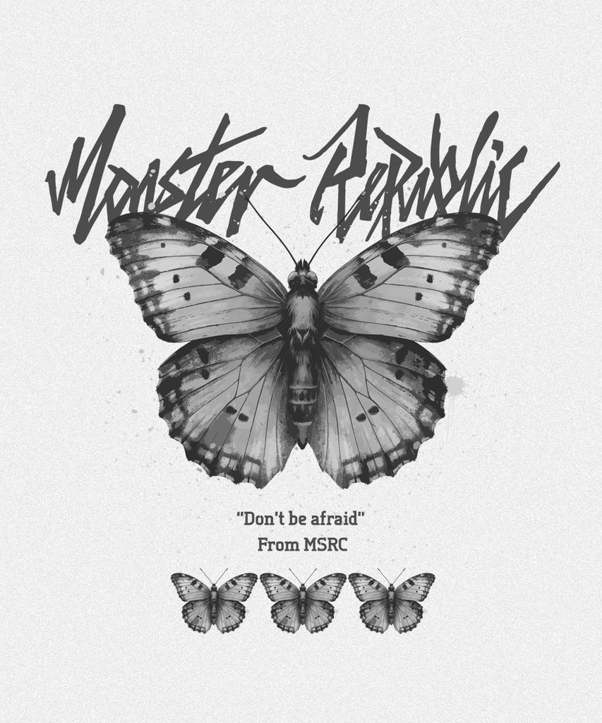 MONSTER REPUBLIC Butterfly Ash Grey T-Shirt White