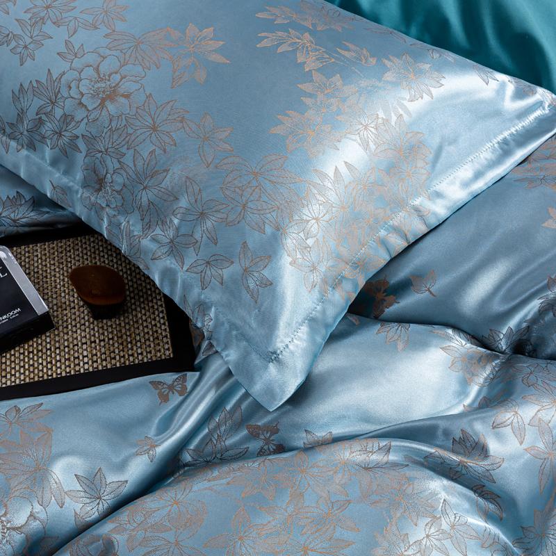 2025 New European Light Luxury Jacquard Four-piece Set, Satin Silk Quilt Cover, Bed Sheet Single Double Four-piece Set
