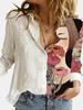 Fashion Stitching Retro Face Print Long Sleeve Blouse Women Lapel Button Casual Top Lady Shirts