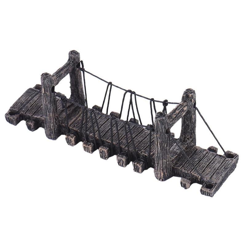 1PC Simulation Fish Tank Mountain Suspension Bridge Resin Small Rope Bridge Fish Tank Decoration