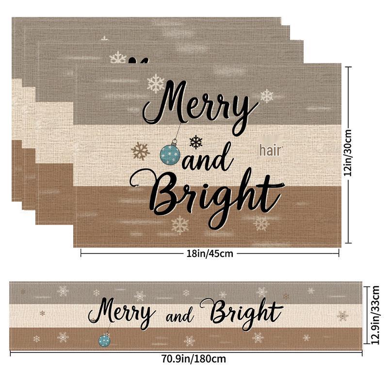Kerst Linnen Placemat & Tafel Runner Set - Feestelijke Tafeldecoratie & Hittebestendig Kussen