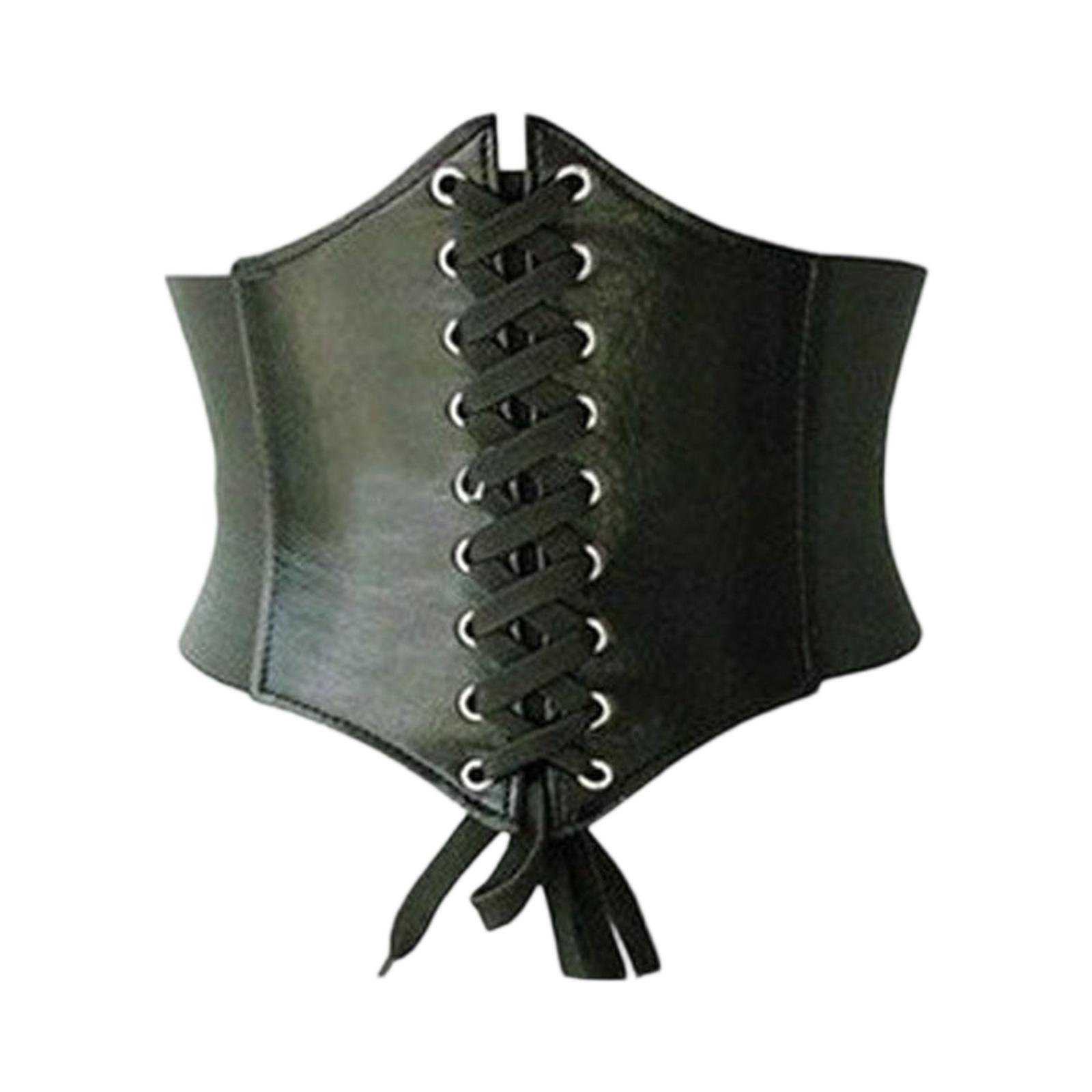 

Новый женский корсет на шнуровке из искусственной кожи, широкий пояс для талии One Size чёрный