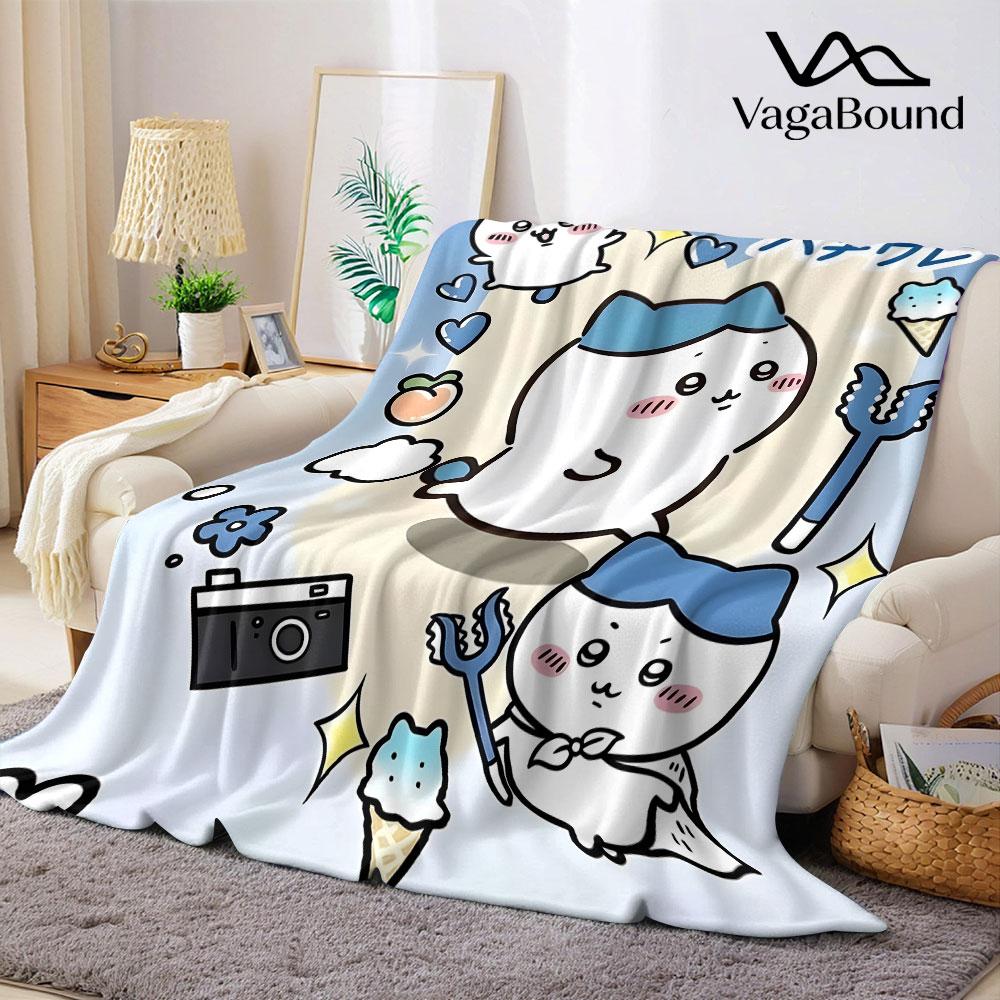 Cute Chiikawa Cartoon Flannel Blanket Warm Soft Halloween Christmas Couch Warm Cozy Decorative Decor Gift for All Season