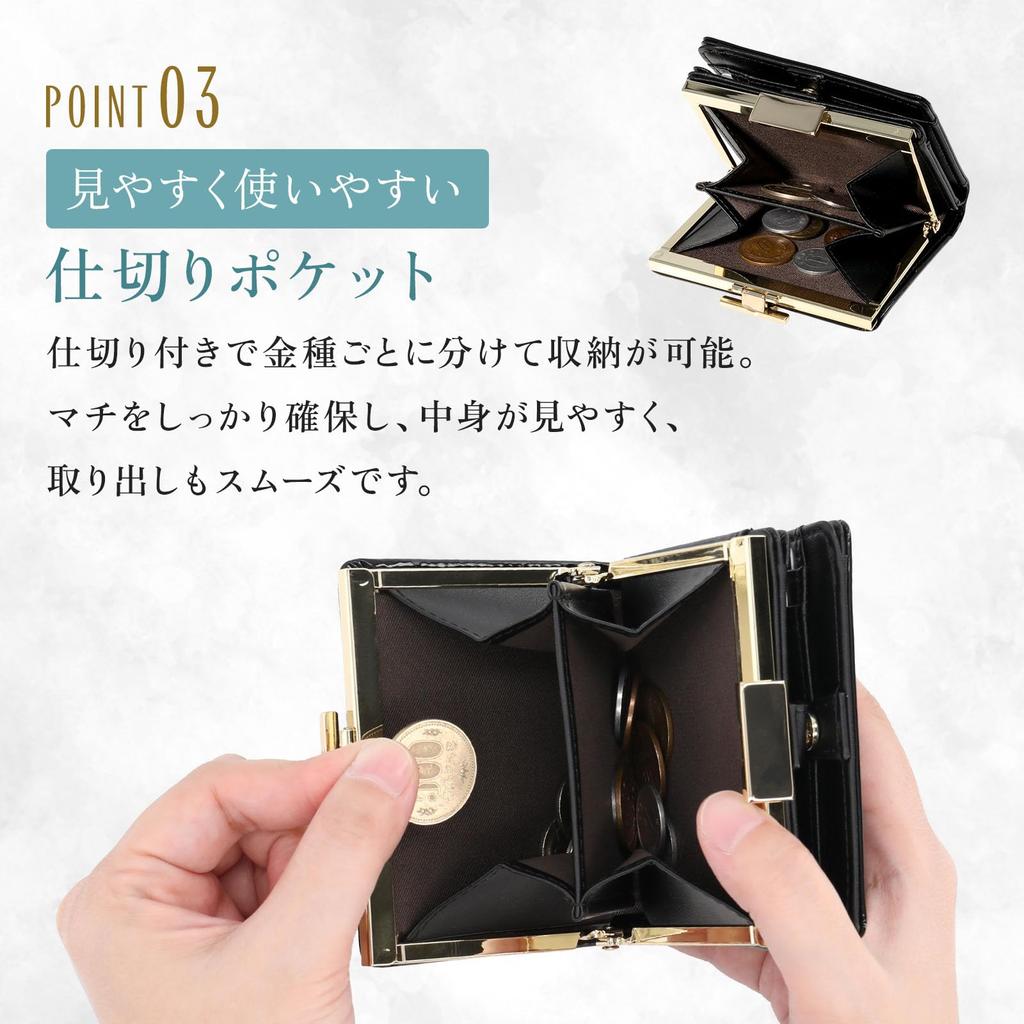 Clelia Bifold Wallet with Clasp Compact Vertical Card Luce Series Women's Closure, Enamel, Design, Pockets, [CL-15711] (Cappuccino)