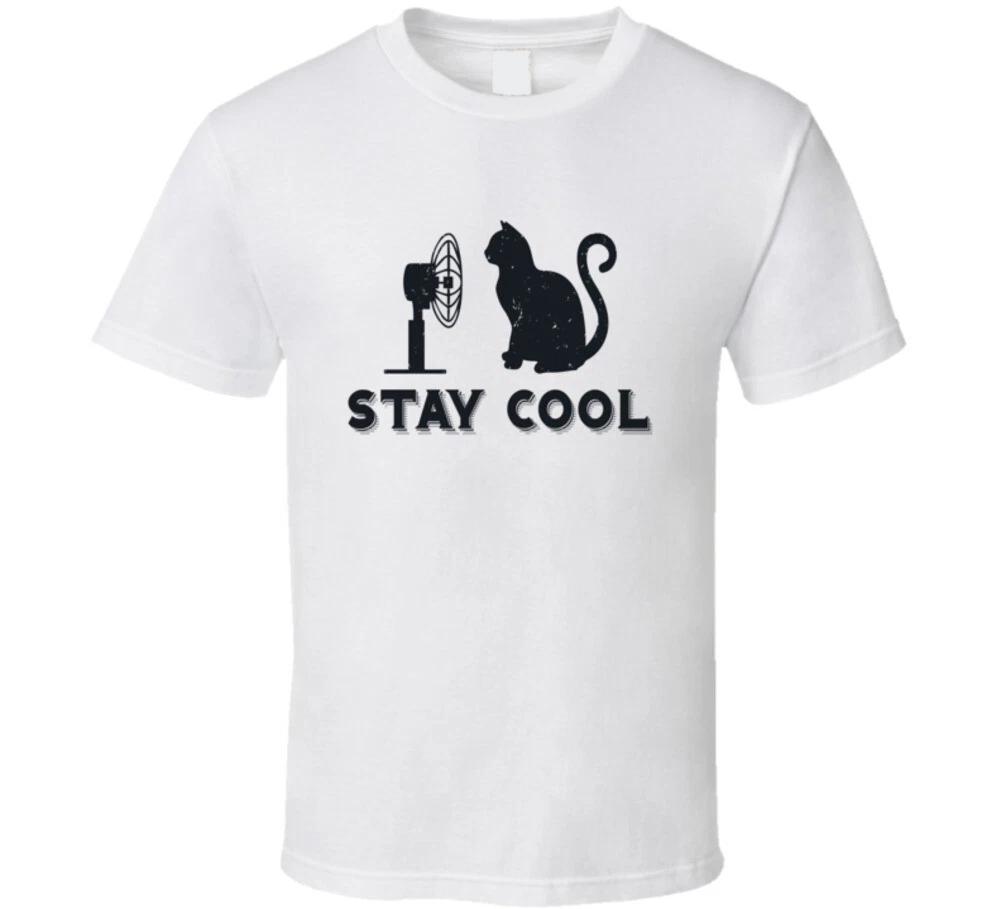Stay Cool Cat Fan Funny Cat Rescue Feline Cats T Shirt S