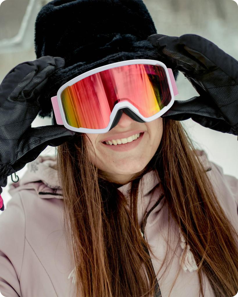 RIOROO Ski Goggles for Snow Goggles for Men and Glasses OTG Cylindrical Wide Field of UV Helmet Unisex Adults, Women, Compatible, Lens, View,
