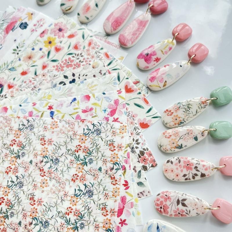 Creative Flower Designs Transfer Sheets Essential Jewelry Making Floral Transfer Sheets for Clay Jewelry Charm