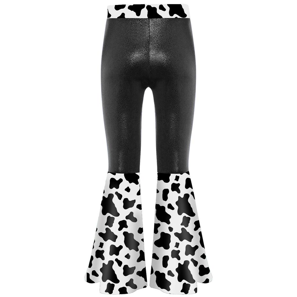 Jenter Diskokostyme Lappeteppe Trykte Bukser Skinnende Metallisk Elastisk Midje Klokkebunn Design Rollespillfester