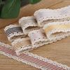 35mm Width Stripe Ribbon With White Lace Edge For Hair Bow Accessories Craft Sewing Wedding Supplies Cloth Gift Flower Wrapping