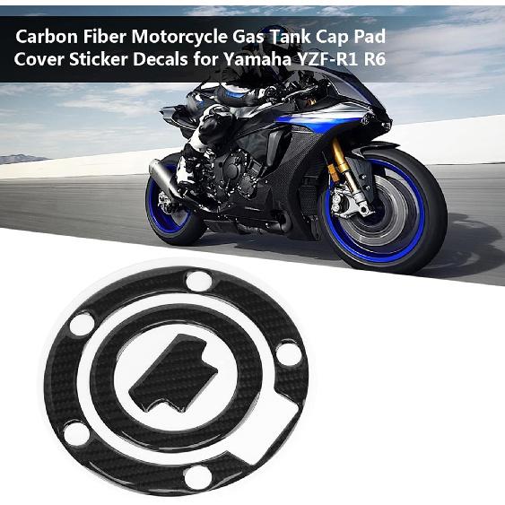 Carbon Fiber Motorcycle Gas Tank Cap Pad Cover Sticker Decals Black Motorcycle Gas Cap Replacement for YZF R1 R6 FZ1 FZ6 FZ1000 FJR1300