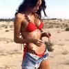 2022 Luxury Diamond Bikini Set: European & American Style with Solid Color, Split Straps, and Metal Chain Accents.